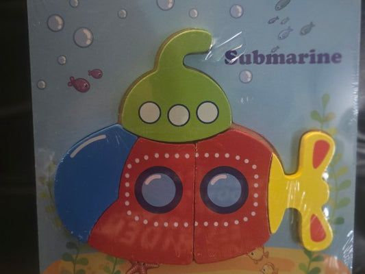 4 CHILDRENS 4-6 PIECE WOODEN PUZZLES; TRUCK, EXCAVATOR, SUBMARINE & SHIP. SEALED