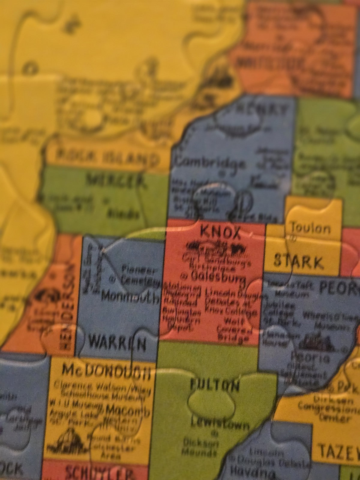 1986 Puzzlin State Informational Puzzle Of Illinois Counties Animal Bird 20x13"