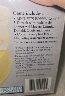 1991 Mickey's Poppin' Magic Game Mickey & Friends Dice Popping Fun 100% Complete