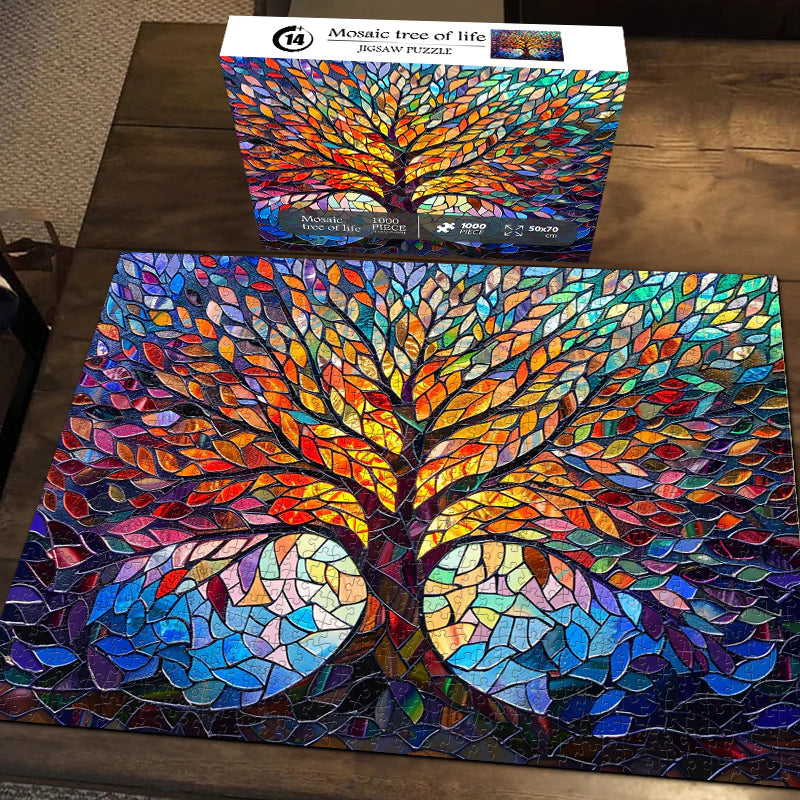 Pickforu Mosaic Tree of Life 1000 PC Puzzle. Stained Glass Work of Art 50x70cm Adult puzzle. new factory Sealedd
