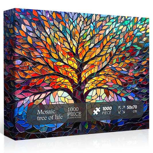 Pickforu Mosaic Tree of Life 1000 PC Puzzle. Stained Glass Work of Art 50x70cm Adult puzzle. new factory Sealedd