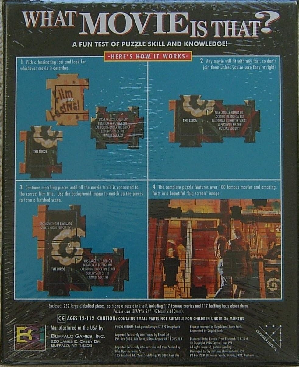 Vintage Buffalo Games WHAT MOVIE IS THAT Quiz Jigsaw Puzzle 252 Pcs New Sealed