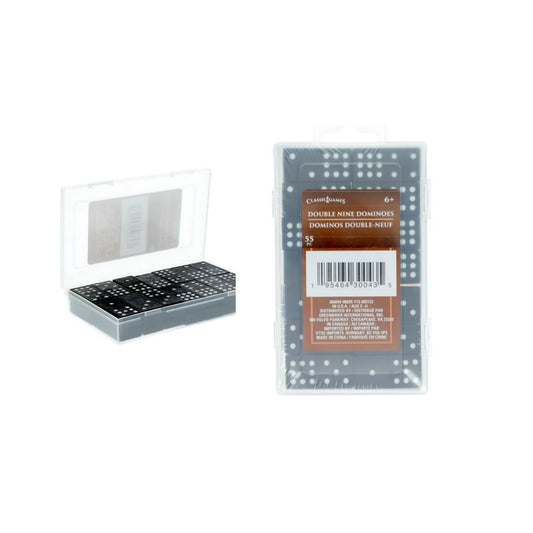 CLASSIC GAMES 55 PIECE DOUBLE NINE DOMINOES AGES 6+ GREAT FAMILY OR PARTY GAME. NEW