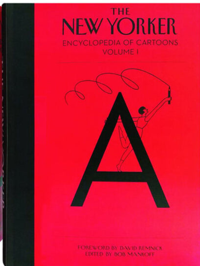 Three volumes of 'The New Yorker Encyclopedia of Cartoons' on a white background