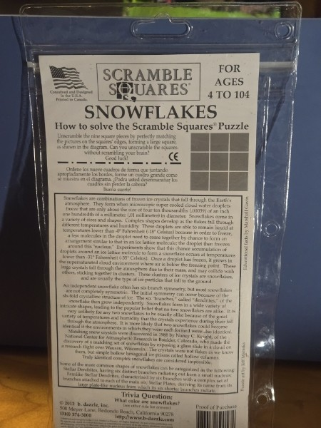 SNOWFLAKES - Scramble Squares Perhaps the worlds most challenging 9-piece brainteaser puzzles 1998 new sealed (Copy)