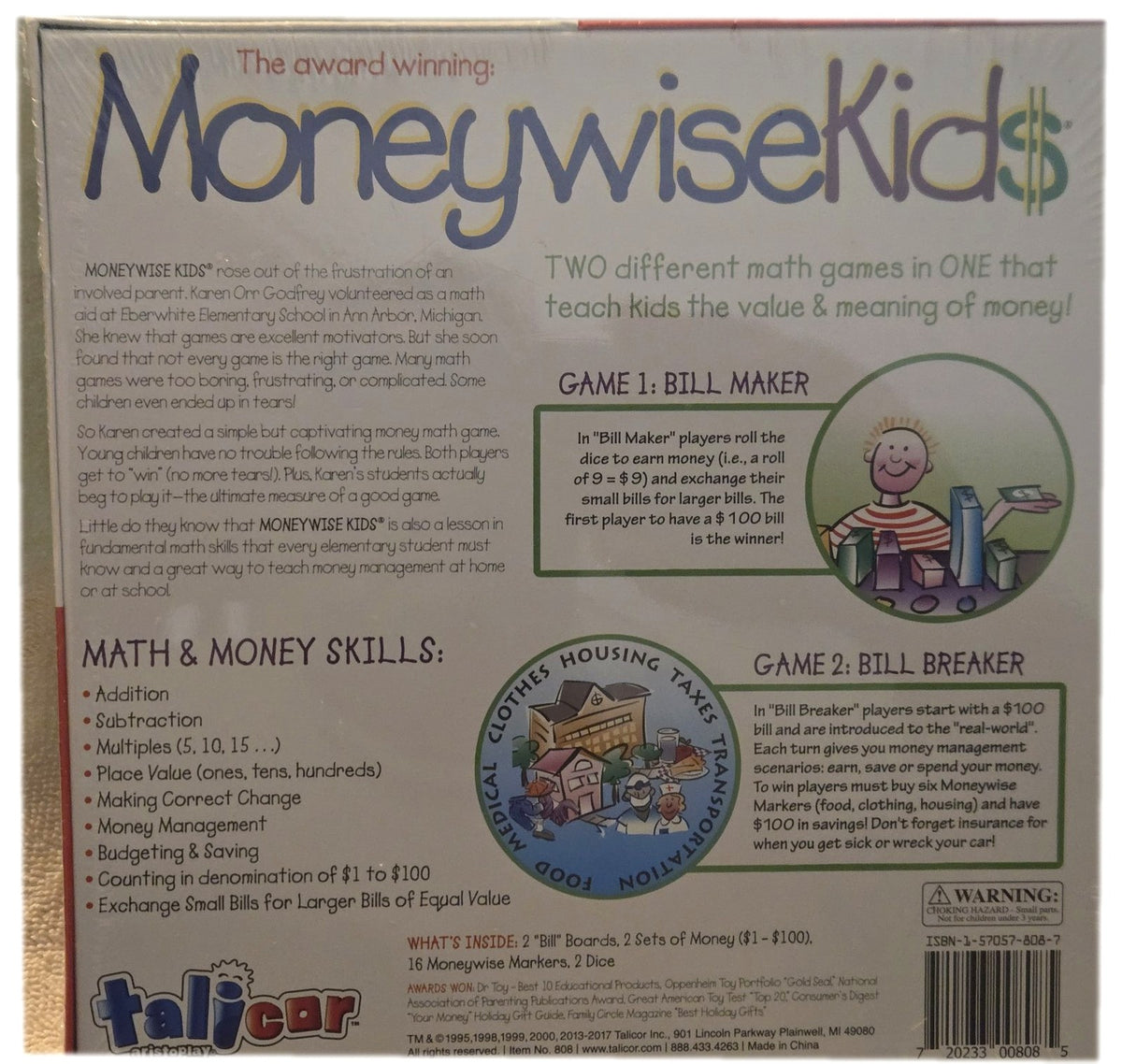 Moneywise Kids Math Money Board Game - Talicor - Ages 7+ - 2 Players