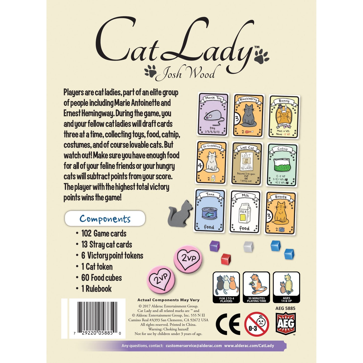 CAT LADY - A GAME OF FELINE FUN FOR 2-4 PLAYERS PARTY GAME AEG - JOSH WOOD NEW SEALED