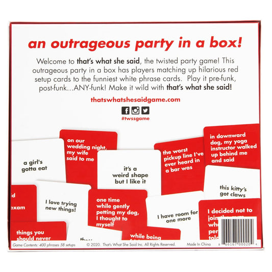 2020 That's What She Said - An Outrageous Adult Twisted Party Game In A Box New