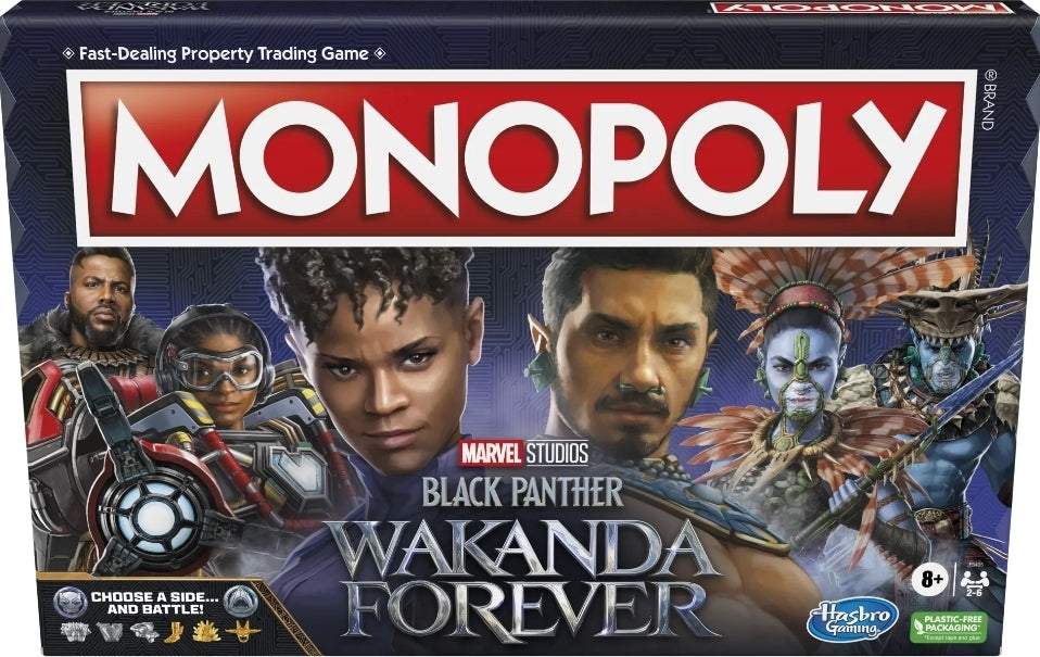 MARVEL STUDIOS BLACK PANTHER WAKANDA FOREVER MONOPOLY PARTY GAME. FAST DEALING PROPERTY TRADING GAME.