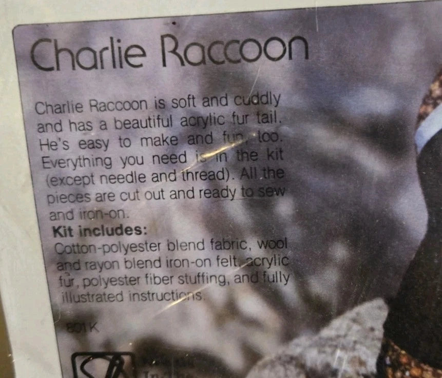 VTG 1978 HAYSTACKER KITS FOR KIDS CHARLIE RACCOON SEWING CRAFT FOR AGES 6-13 NIP