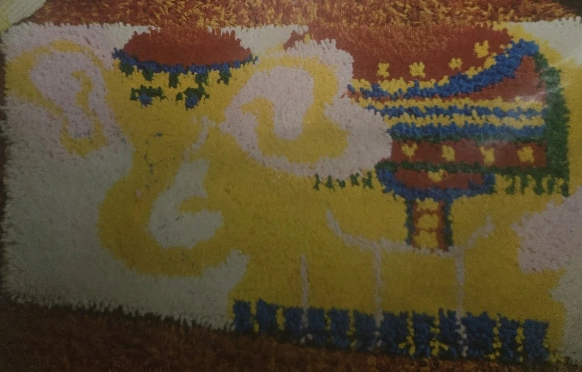 VTG COATS & CLARK RED HEART 6621 ELEPHANT RUG PATTERN FOR LATCH HOOK 20" X 27"