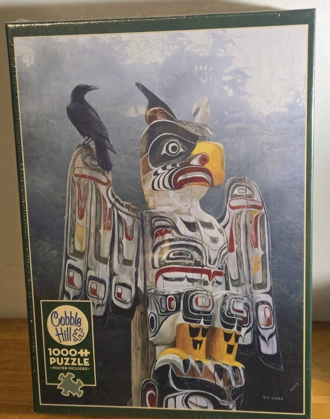 COBBLEHILL TOTEM POLE IN THE MIST  WITH RAVEN 1000 PC PUZZLE & FREE POSTER NIB