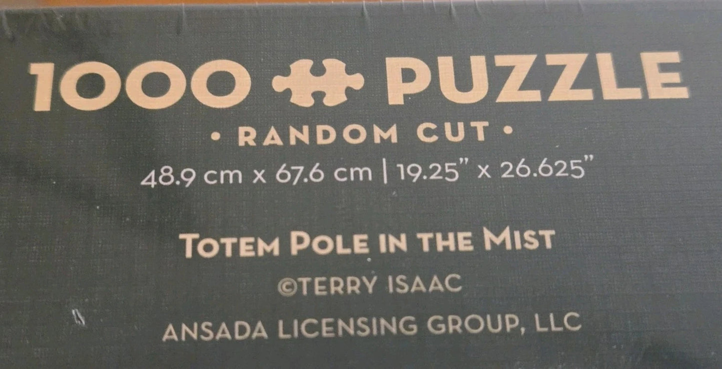 COBBLEHILL TOTEM POLE IN THE MIST  WITH RAVEN 1000 PC PUZZLE & FREE POSTER NIB