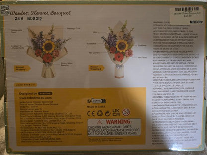 Rowood Wooden Flower Bouquet 3D Puzzle Kit TW01H Robotime 581 Pcs Sealed