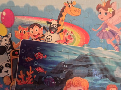 Synarry Wooden Jigsaw Puzzle Set - 4 Pack (Dinosaurs, Space, Animals, Mermaid