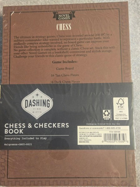 Novel Games: Chess & Checkers 2-in-1 Booksize Game Set Factory Sealed Gift Idea