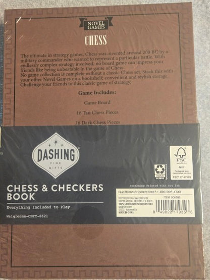 Novel Games: Chess & Checkers 2-in-1 Booksize Game Set Factory Sealed Gift Idea