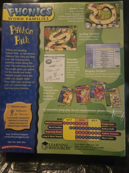 NEW Sealed! Learning Resources Python Path Phonics CD-ROM Software LER 5150 Win/Mac