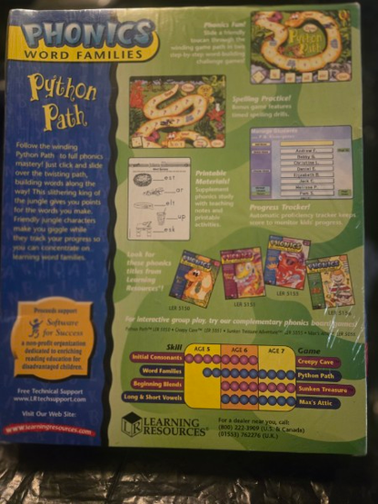 NEW Sealed! Learning Resources Python Path Phonics CD-ROM Software LER 5150 Win/Mac
