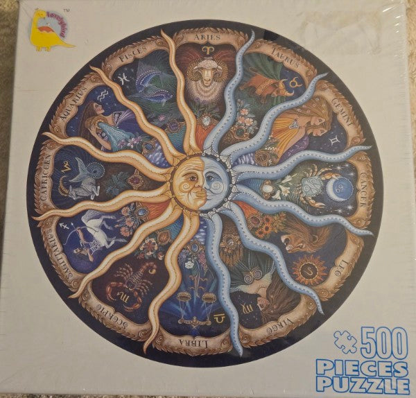 Moruska Zodiac 500 Piece Circular Puzzle Celestial Sun Moon Signs Mandala New