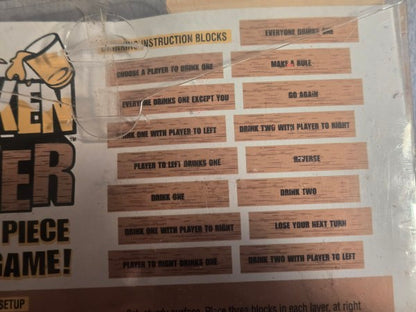 ICUP Drunken Tower Drinking Game - New In Box - 4 Shot Glasses 60 Wood Blocks