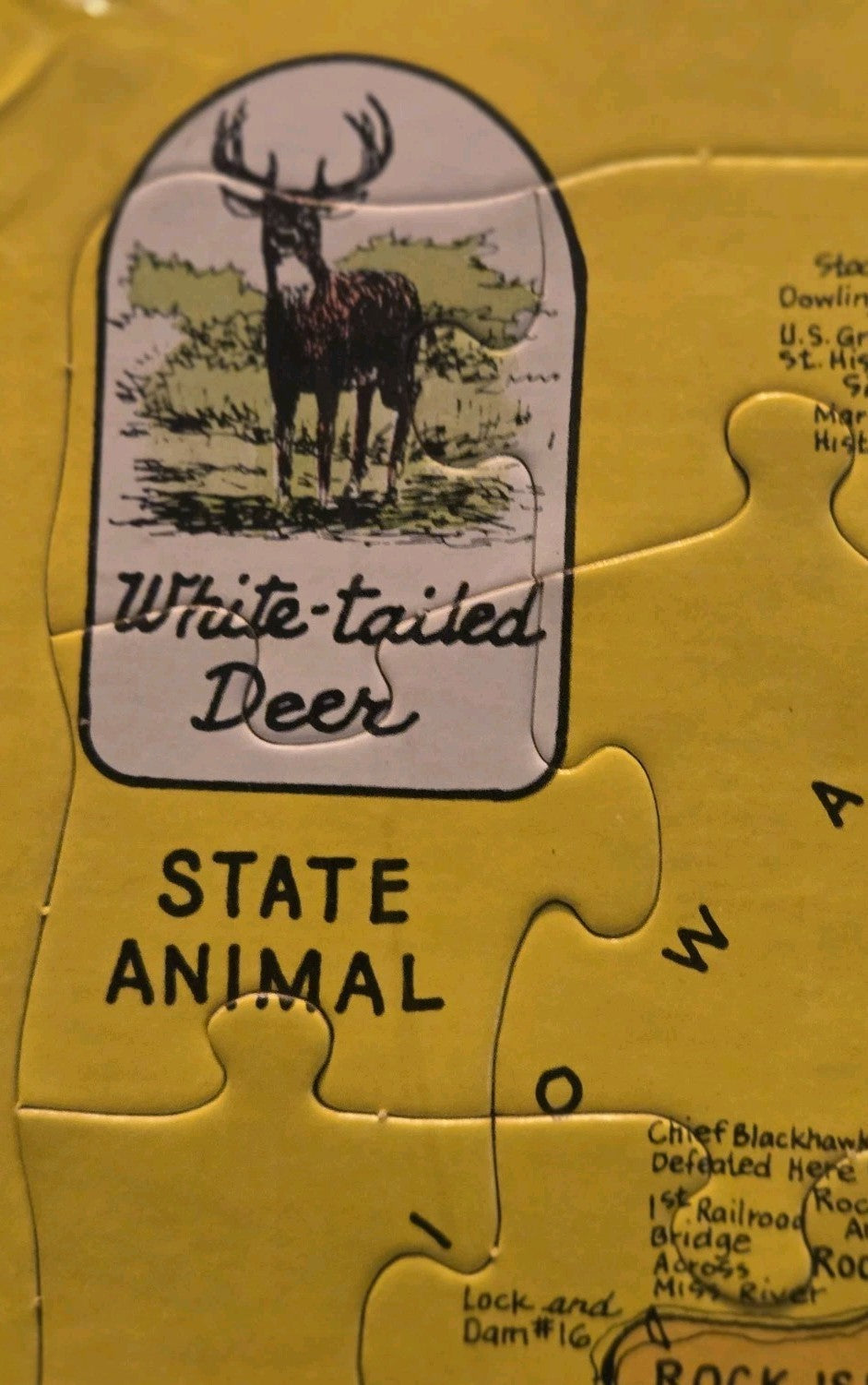 1986 Puzzlin State Informational Puzzle Of Illinois Counties Animal Bird 20x13"