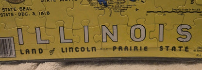 1986 Puzzlin State Informational Puzzle Of Illinois Counties Animal Bird 20x13"