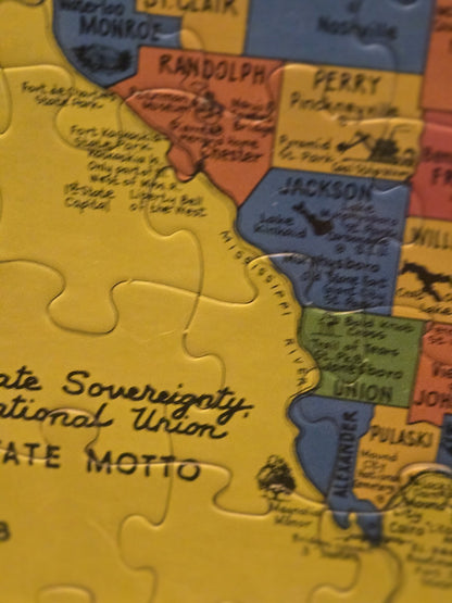 1986 Puzzlin State Informational Puzzle Of Illinois Counties Animal Bird 20x13"