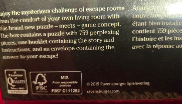 Ravensburger Escape Puzzle Witch's Kitchen 759 pc SEALED Mystery Jigsaw