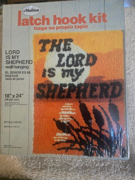 New in Sealed Box Malina The Lord is My Shepherd Wall Art Latch Hook Kit #25/31