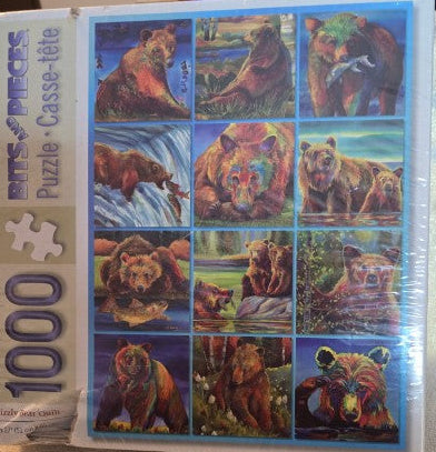 Bits & Pieces 1000 Pc Jigsaw Puzzle Grizzly Bear Quilt Art Nancy Cawdrey Sealed
