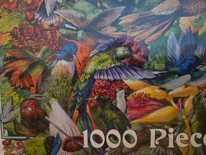 White Mountain Puzzles Hummingbirds 1000 Piece Jigsaw Puzzle 24x30 Vintage 2005