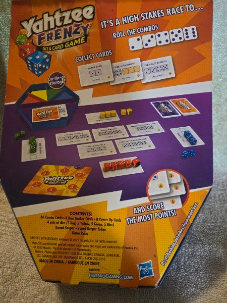 Brand New Hasbro Gaming Yahtzee Frenzy Dice &amp; Card Game Sealed 20 Dice 8+