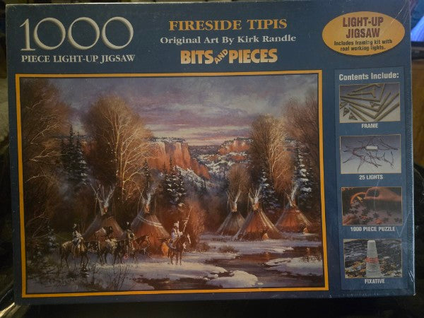 Rare - Retired 1000 Pc Light Up Puzzle Fireside Tipis [Teepee} Indians - Native American Scene New Sealed