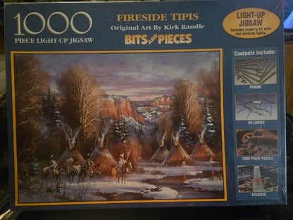 Rare - Retired 1000 Pc Light Up Puzzle Fireside Tipis [Teepee} Indians - Native American Scene New Sealed