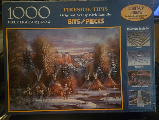 Rare - Retired 1000 Pc Light Up Puzzle Fireside Tipis [Teepee} Indians - Native American Scene New Sealed