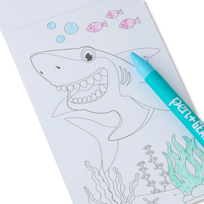 Pen+Gear 12 Mini Coloring Books With Crayons & Stickers Jungle & Ocean Animals