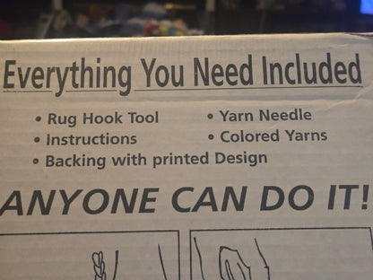 Vtg Caron Latch Hook Kit "Diamond Quilt" 18"x27" NEW SEALED Art HR0003 Blue