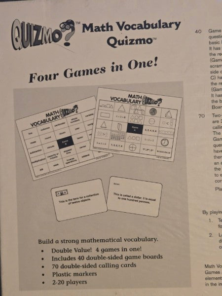 Quizmo Math Vocabulary Educational Bingo Game New Sealed World Class Materials