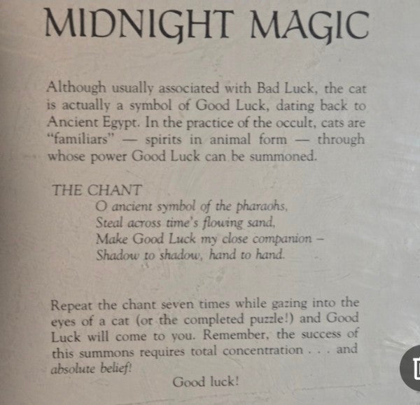 1977 Vintage Springbok Challenger series Black Cat “Midnight" 500+ puzzle New sealed