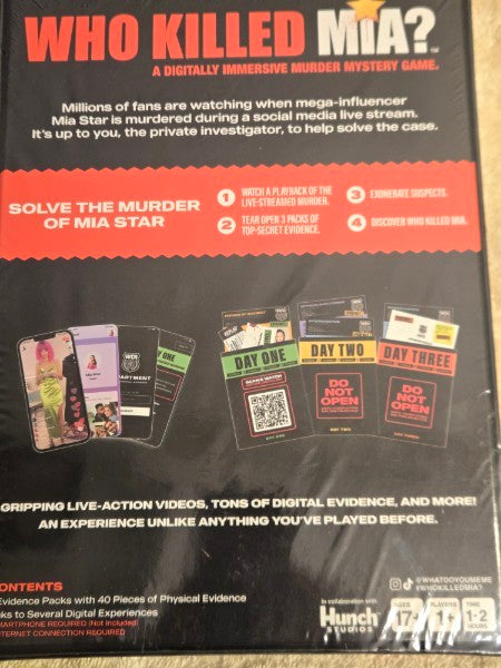 NEW Who Killed Mia? Digitally Immersive Murder Mystery Game - Sealed Excellent!