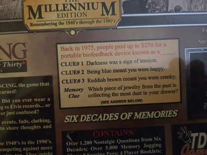 Reminiscing The Millennium Edition Board Game Factory Sealed TDC Games 1998