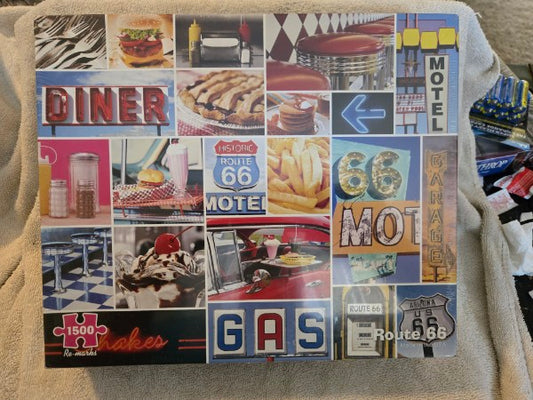 Re-marks Route 66 Jigsaw Puzzle 1500 Piece Americana Diner Collage Sealed New