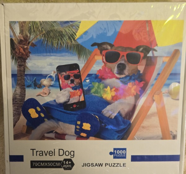 Funny Dog on Beach 1000 Pc Jigsaw Puzzle Travel Puppy Selfie 27x20" NEW Sealed