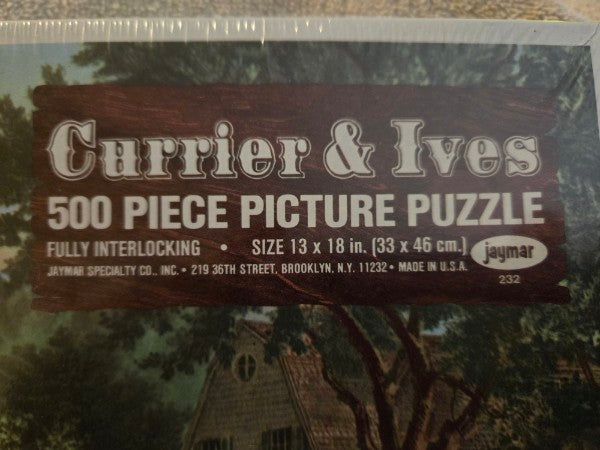 Share Vintage 1960s Currier & Ives "The Old Oaken Bucket" 500 Piece Jigsaw Puzzle New Sealed
