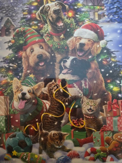 Vermont Christmas Company Christmas Pets 550 Pc Jigsaw Puzzle Dogs Cats Sealed