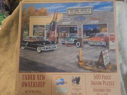 SunsOut "Under New Ownership" Ken Zylla 500 Piece Jigsaw Puzzle - Brand New Sealed