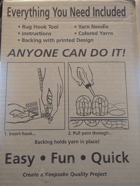 Vtg Caron Latch Hook Kit "Diamond Quilt" 18"x27" NEW SEALED Art HR0003 Blue