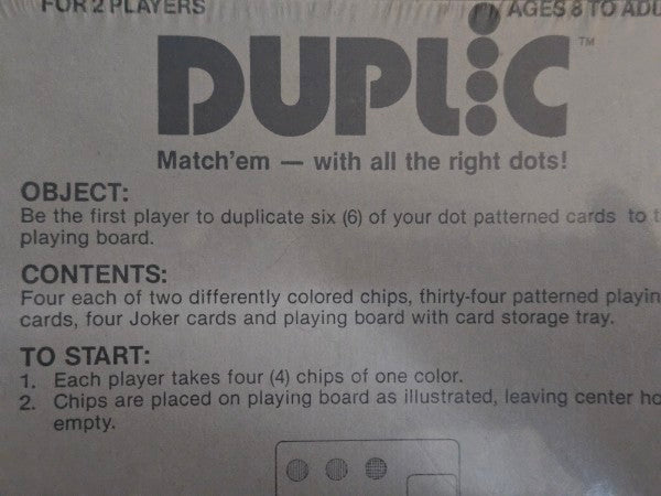 Vinintage 1981 DUPLIC Board Game by Knots Inc Factory Sealed New Old Stock (NOS)