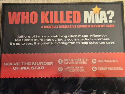 NEW Who Killed Mia? Digitally Immersive Murder Mystery Game - Sealed Excellent!